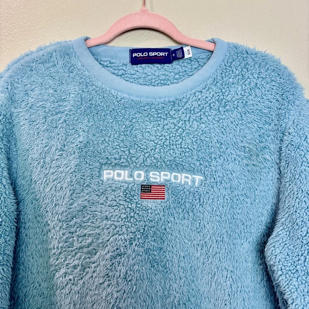 POLO RALPH LAUREN Polo Sport Blue Plush Pullover Sweater Men's‎ Medium M